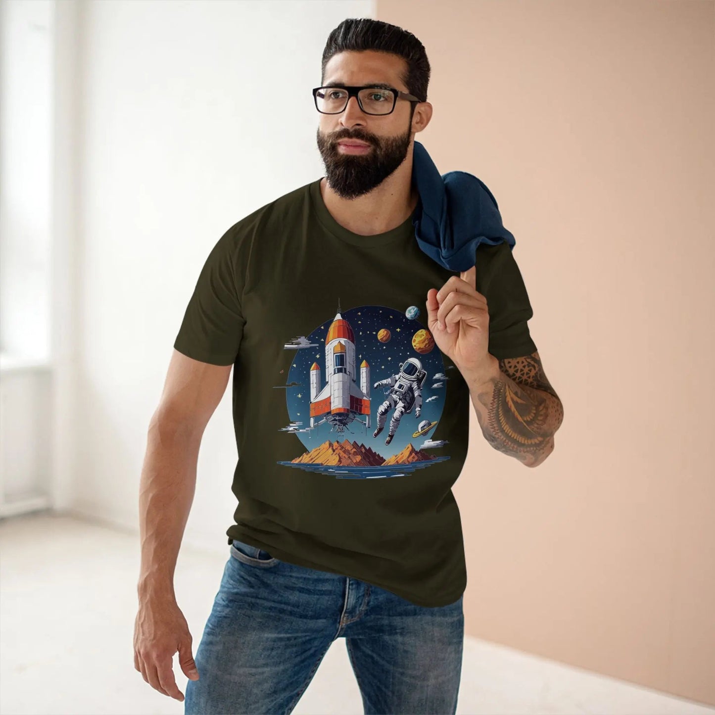 Cosmos Astronaut Shirt Unisex Premium Cotton Art Tee With Original Art Design From Art Collection