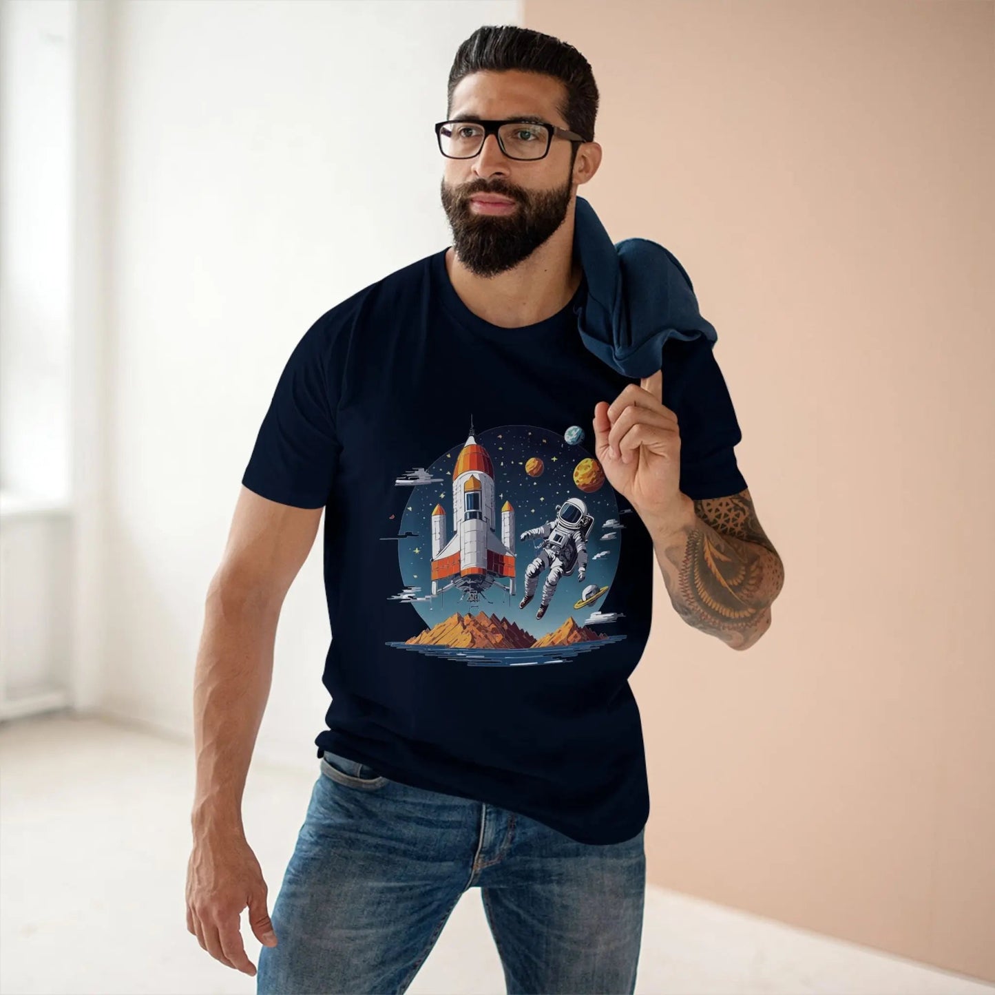 Cosmos Astronaut Shirt Unisex Premium Cotton Art Tee With Original Art Design From Art Collection