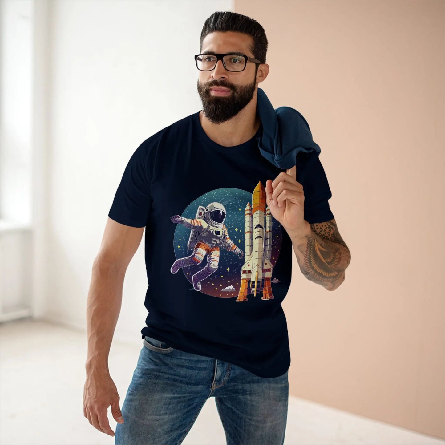 Cosmos Astronaut Shirt Unisex Premium Cotton Tee With Retro2Nova Original Art Design