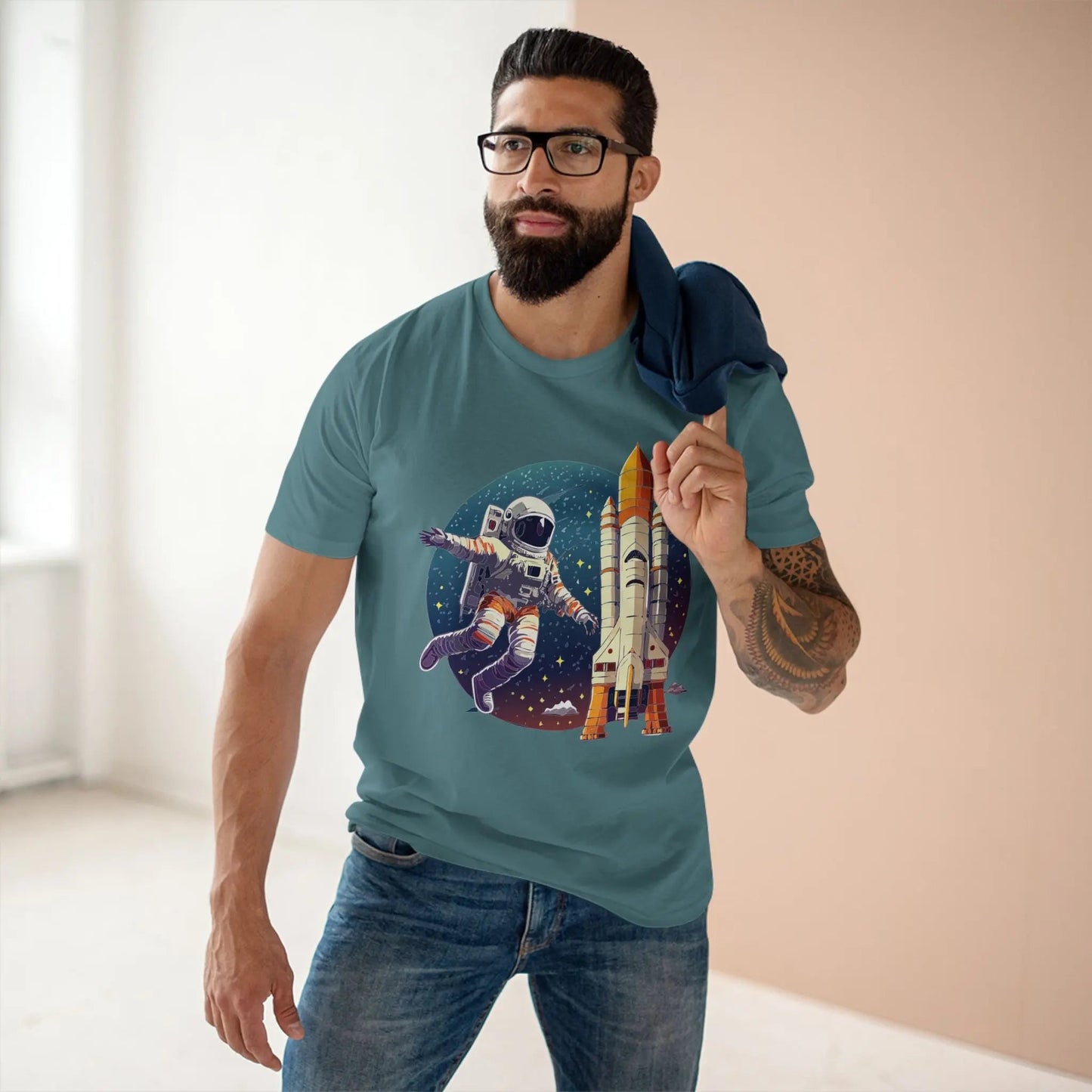 Cosmos Astronaut Shirt Unisex Premium Cotton Tee With Retro2Nova Original Art Design