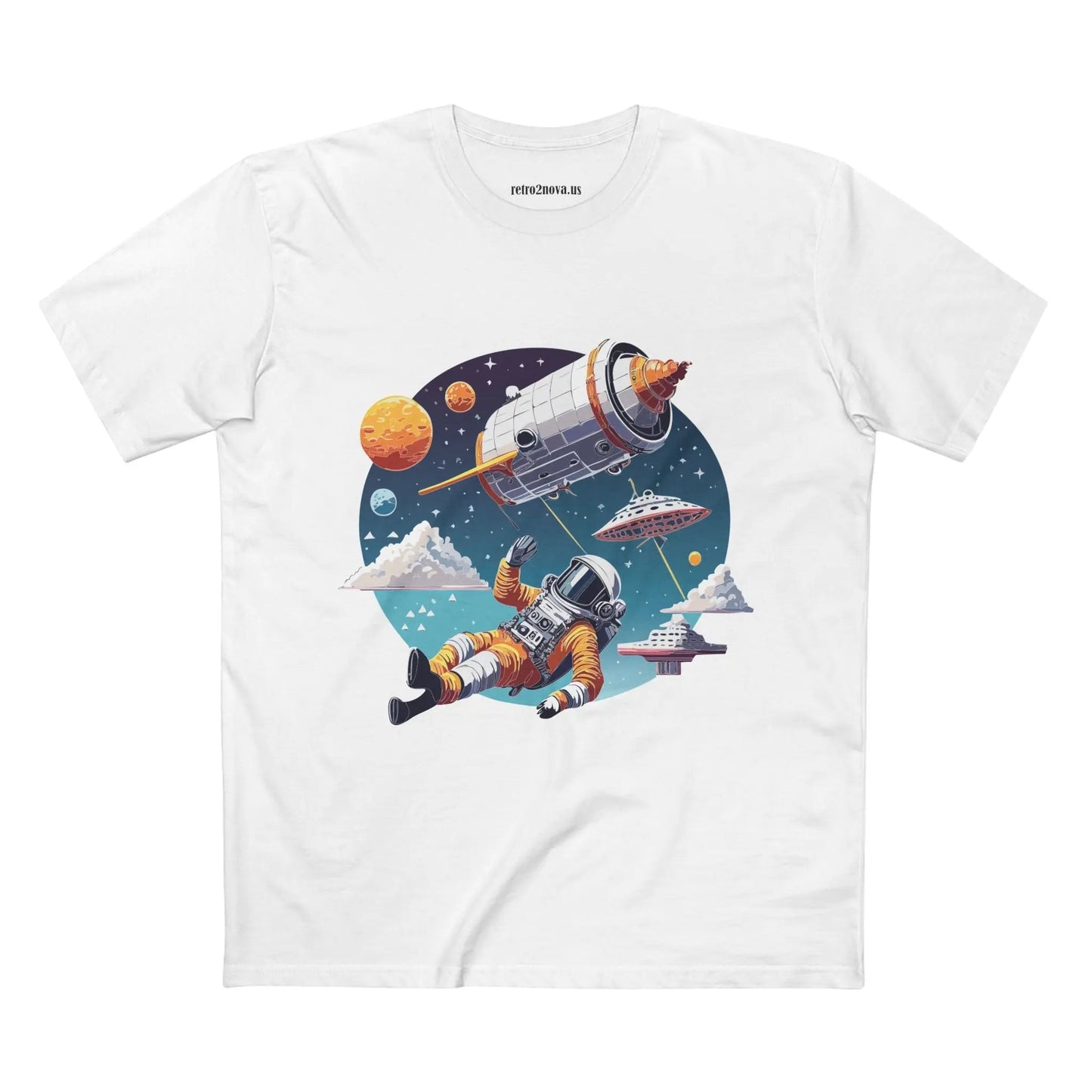 Cosmos Astronaut Shirt Unisex Premium Cotton Tee With Original Art Design From Retro2Nova CS45