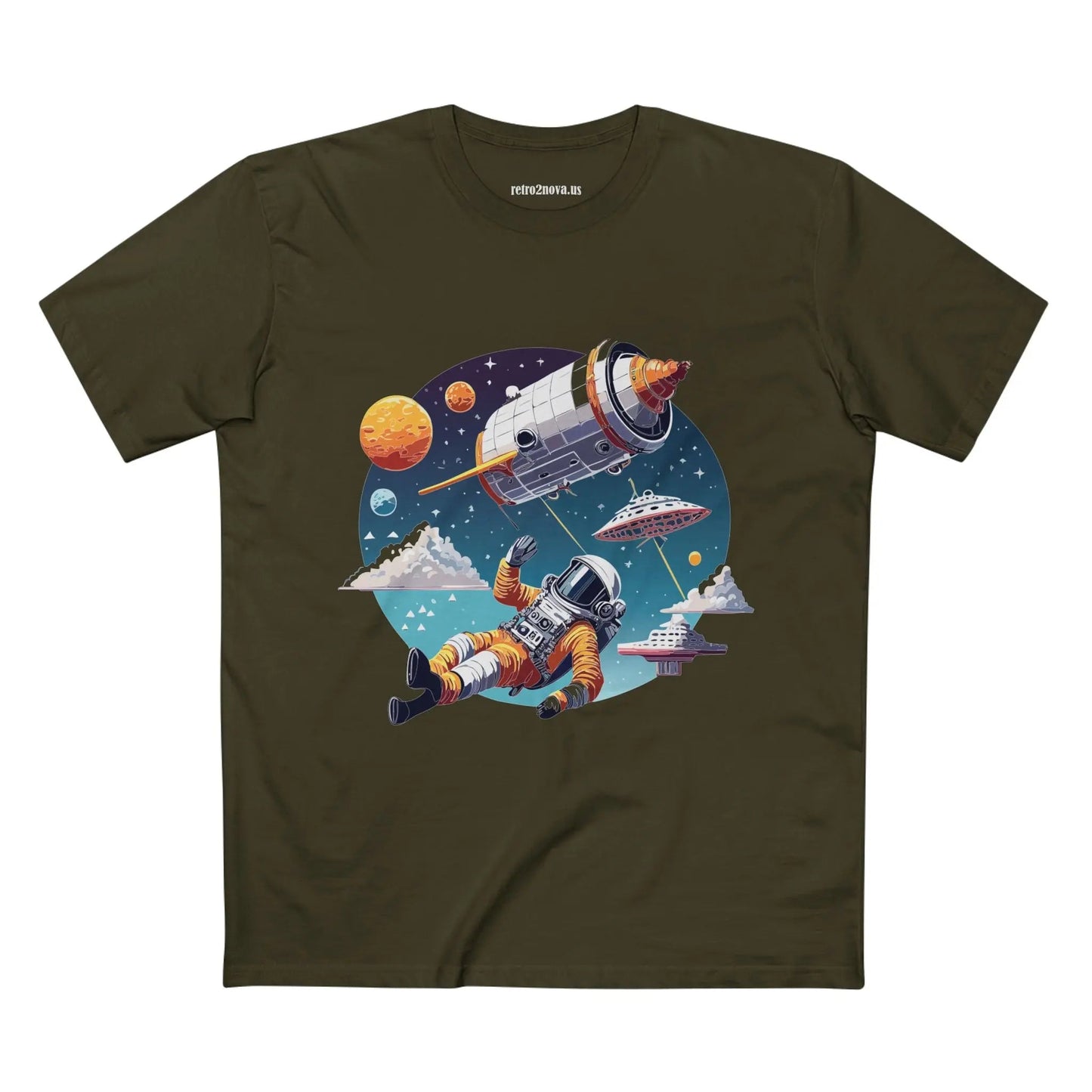 Cosmos Astronaut Shirt Unisex Premium Cotton Tee With Original Art Design From Retro2Nova CS45