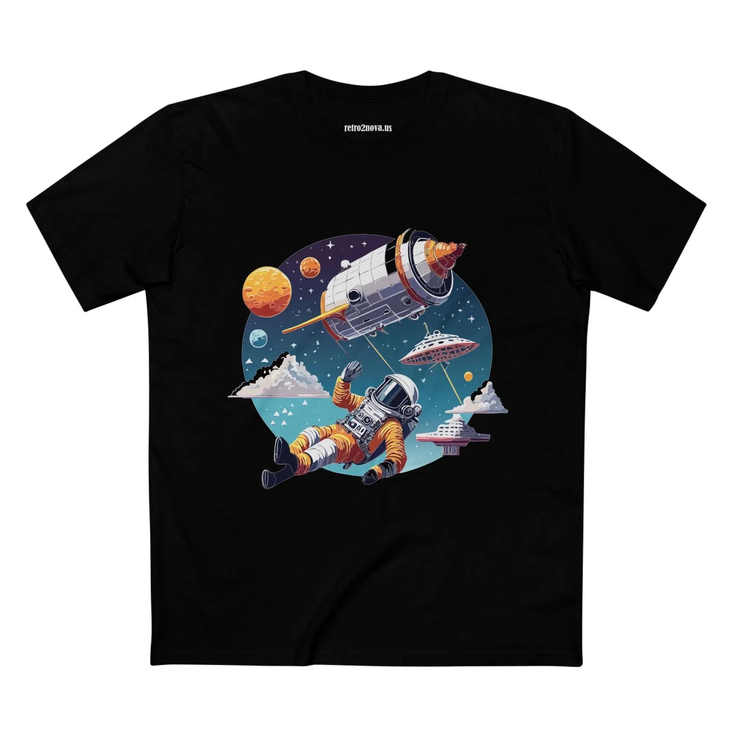 Cosmos Astronaut Shirt Unisex Premium Cotton Tee With Original Art Design From Retro2Nova CS45