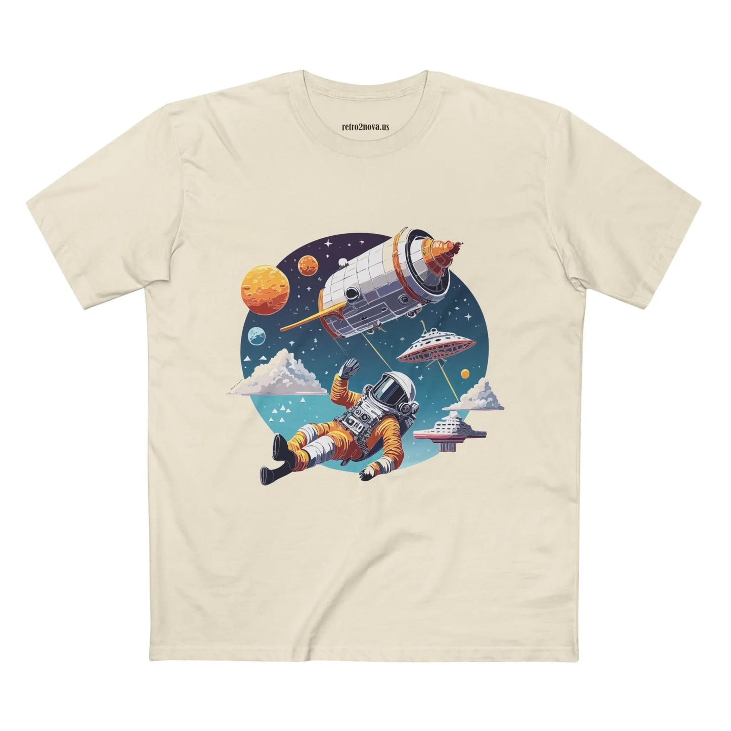 Cosmos Astronaut Shirt Unisex Premium Cotton Tee With Original Art Design From Retro2Nova CS45