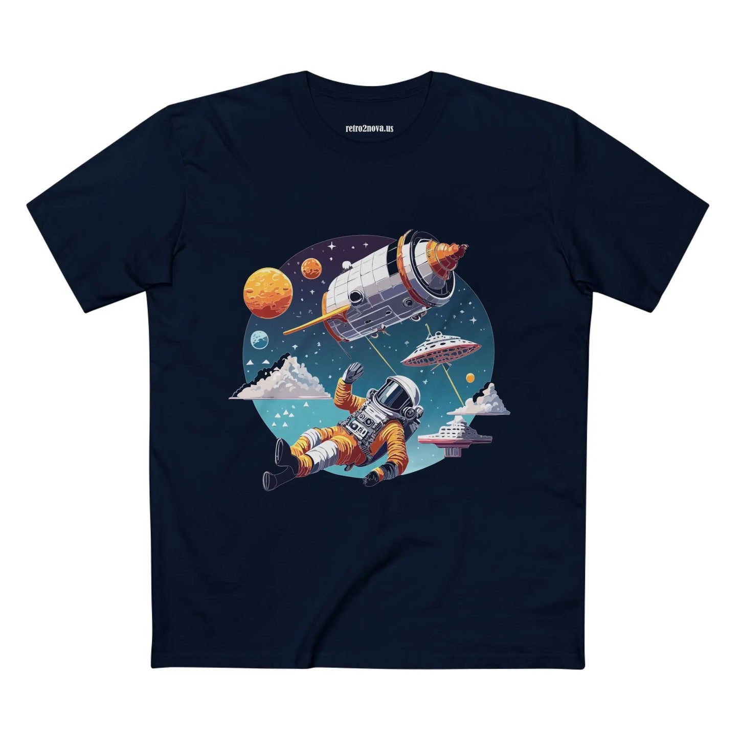 Cosmos Astronaut Shirt Unisex Premium Cotton Tee With Original Art Design From Retro2Nova CS45