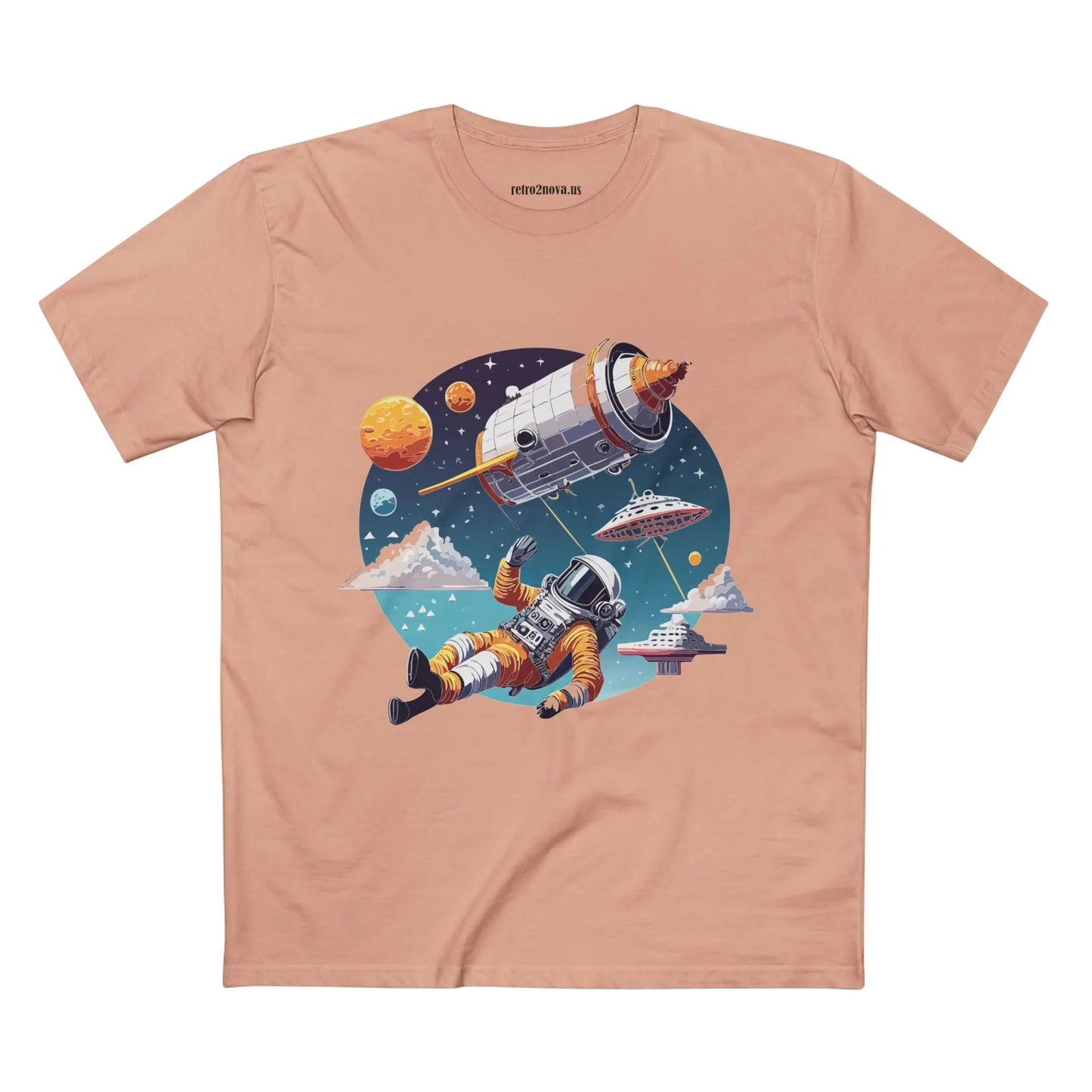 Cosmos Astronaut Shirt Unisex Premium Cotton Tee With Original Art Design From Retro2Nova CS45