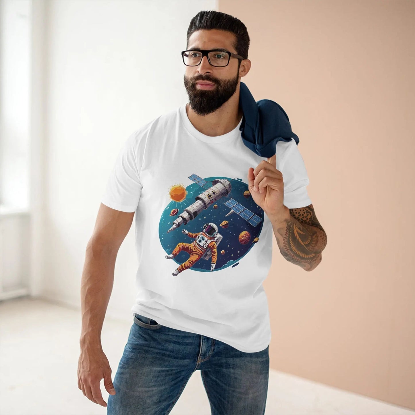 Cosmos Astronaut Shirt Unisex Premium Cotton Tee With Original Art Design From Retro2Nova
