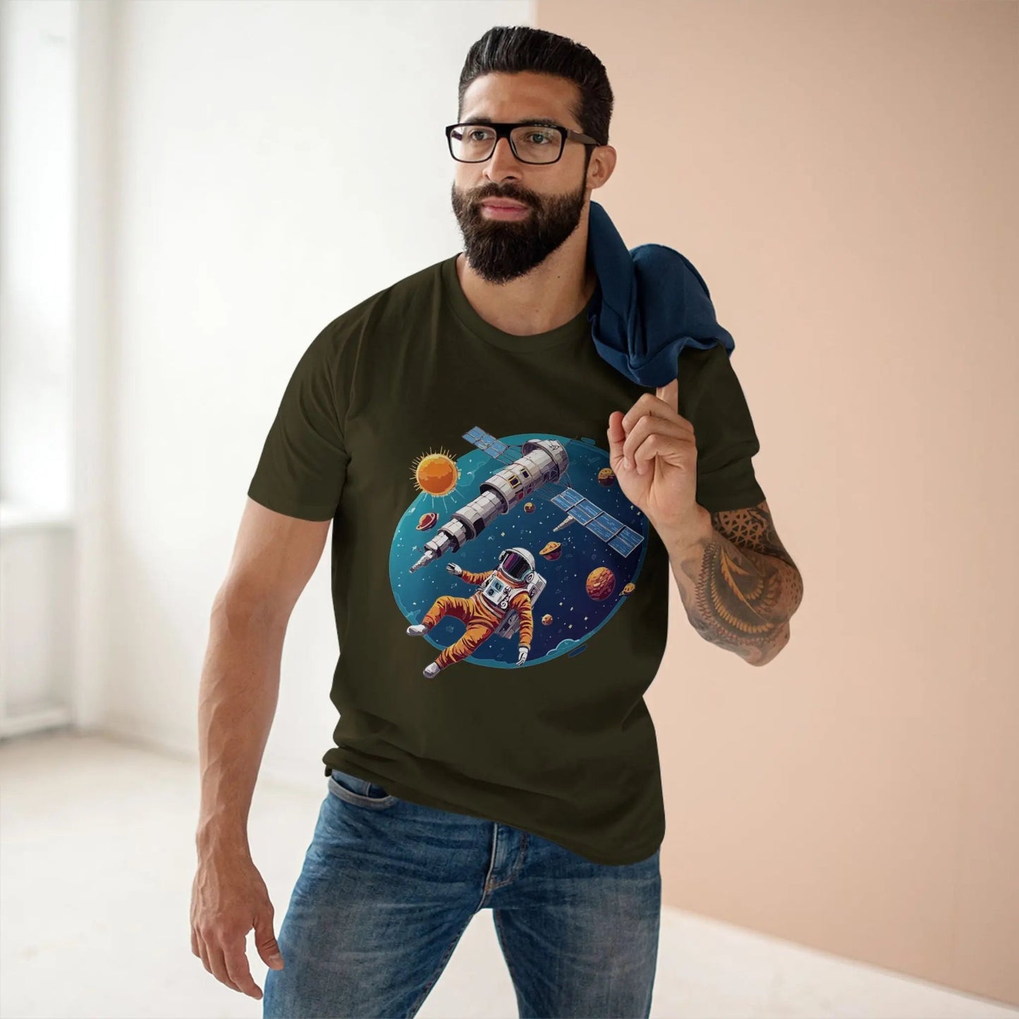 Cosmos Astronaut Shirt Unisex Premium Cotton Tee With Original Art Design From Retro2Nova