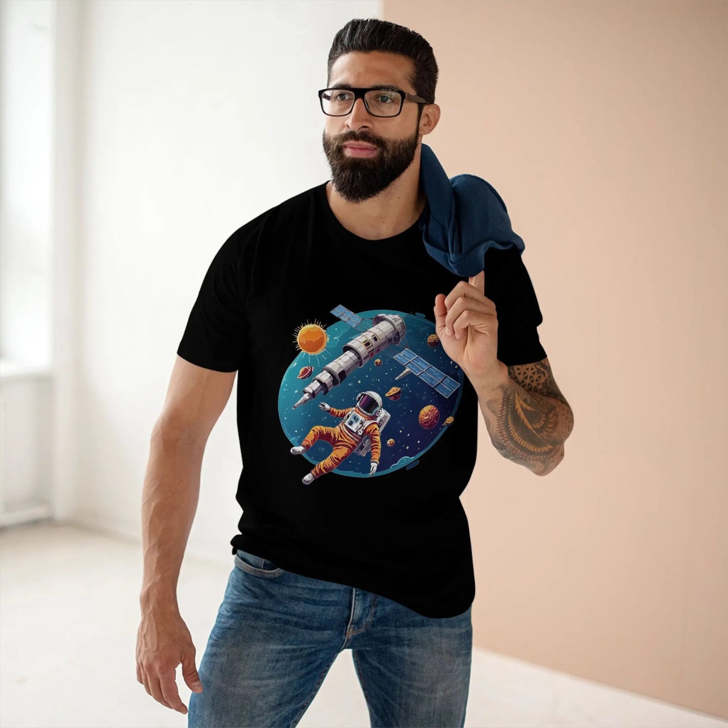 Cosmos Astronaut Shirt Unisex Premium Cotton Tee With Original Art Design From Retro2Nova