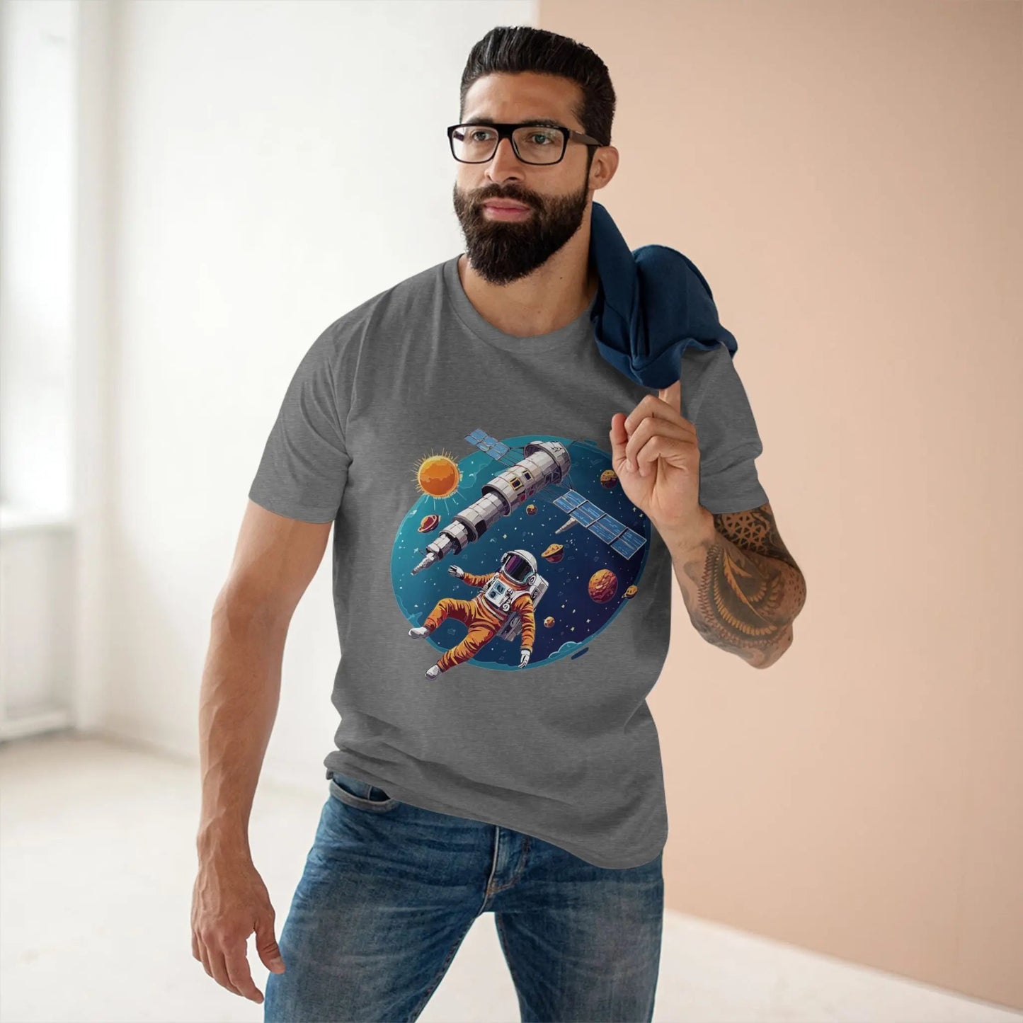 Cosmos Astronaut Shirt Unisex Premium Cotton Tee With Original Art Design From Retro2Nova