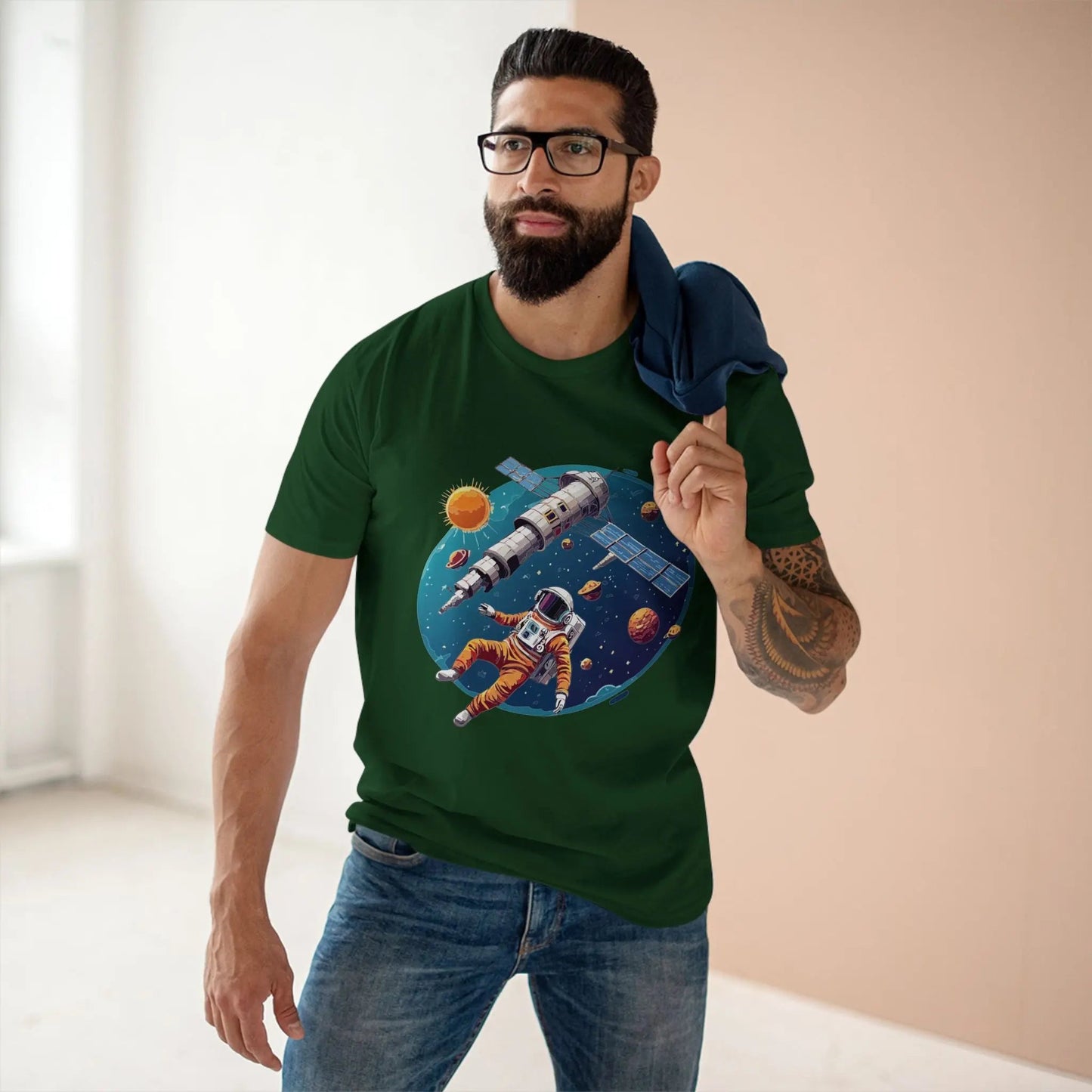 Cosmos Astronaut Shirt Unisex Premium Cotton Tee With Original Art Design From Retro2Nova