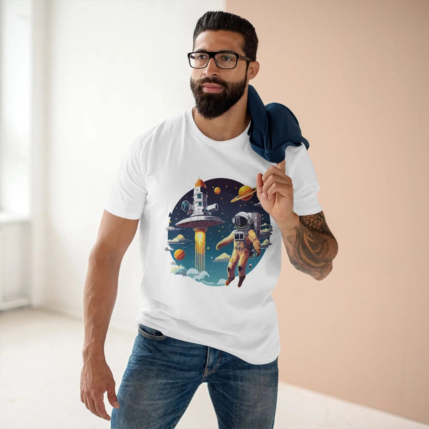 Cosmos Astronaut Shirt CS-27 Unisex Premium Cotton Tee With Original Art Design Collection
