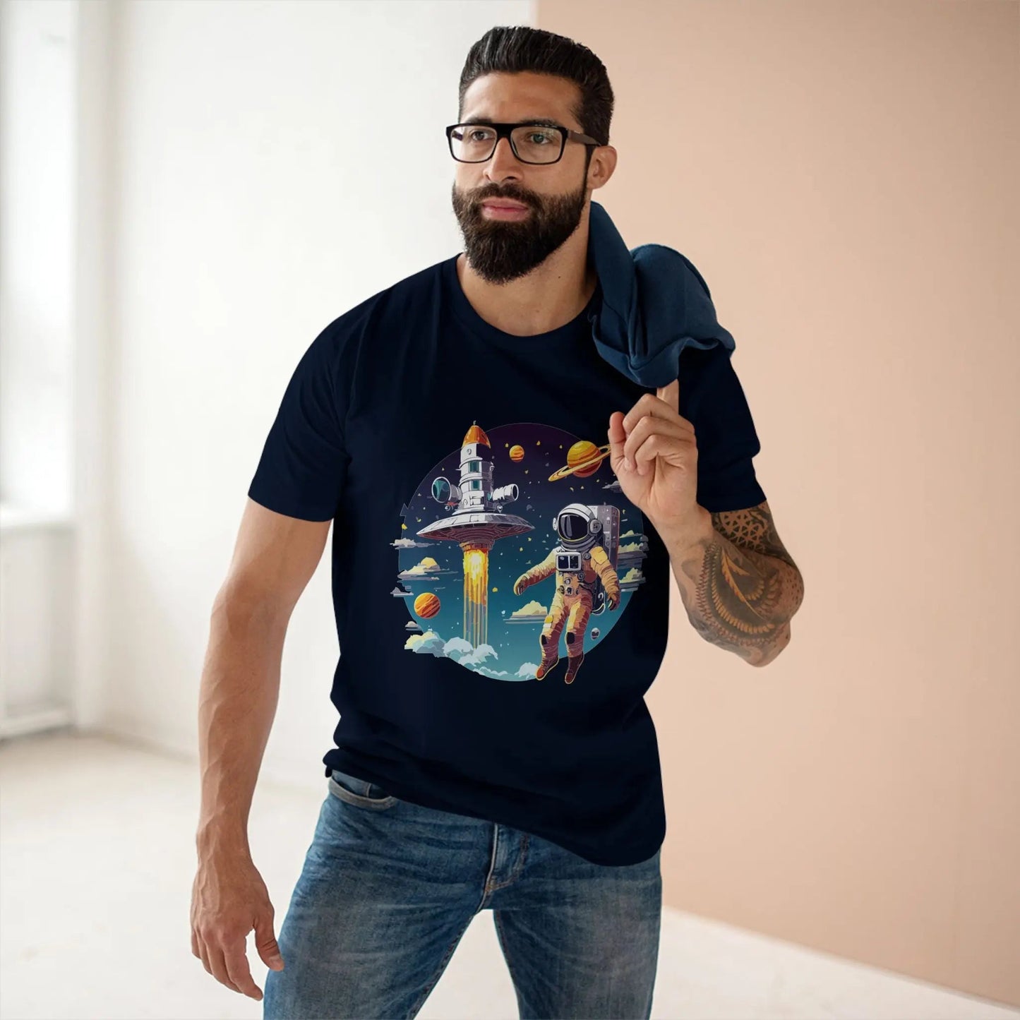 Cosmos Astronaut Shirt CS-27 Unisex Premium Cotton Tee With Original Art Design Collection