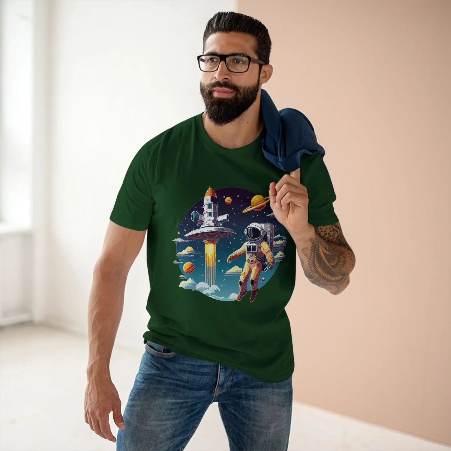 Cosmos Astronaut Shirt CS-27 Unisex Premium Cotton Tee With Original Art Design Collection