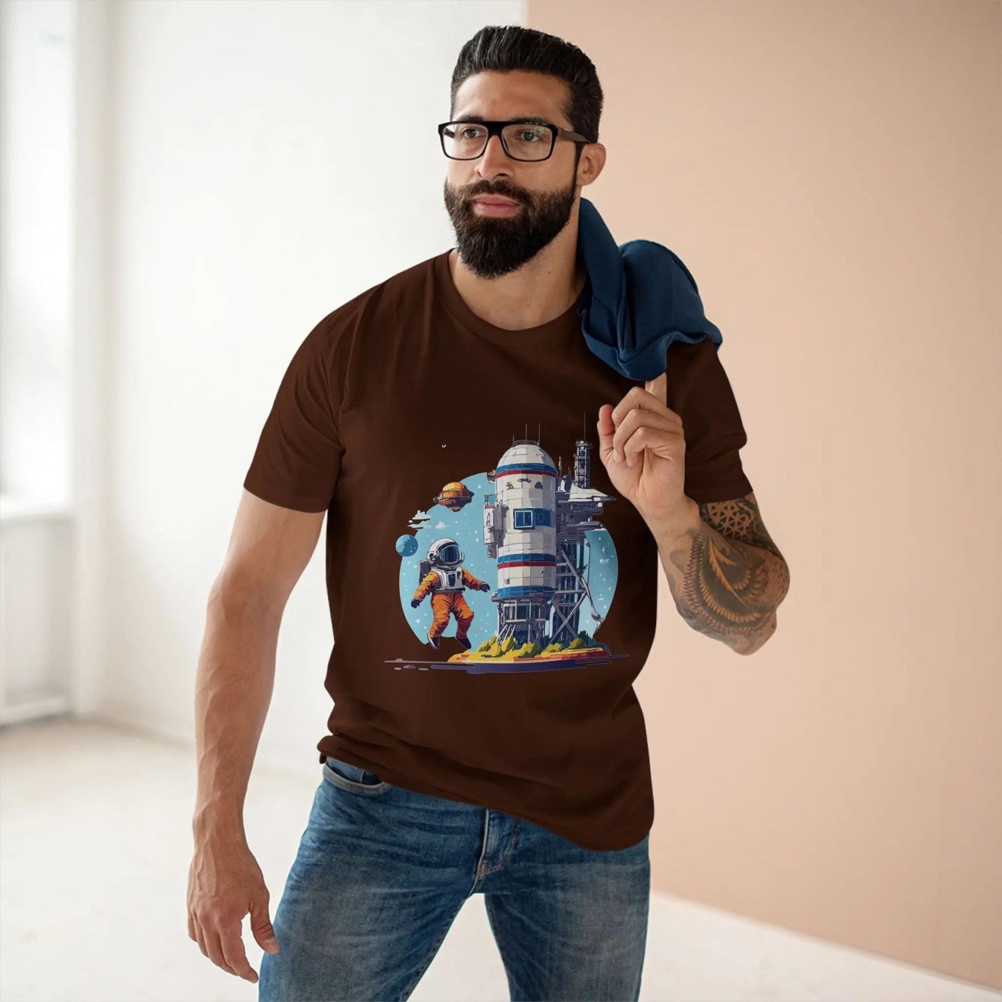 Cosmos Astronaut Shirt Unisex Premium Cotton Tee With Original Art Design From Retro2Nova
