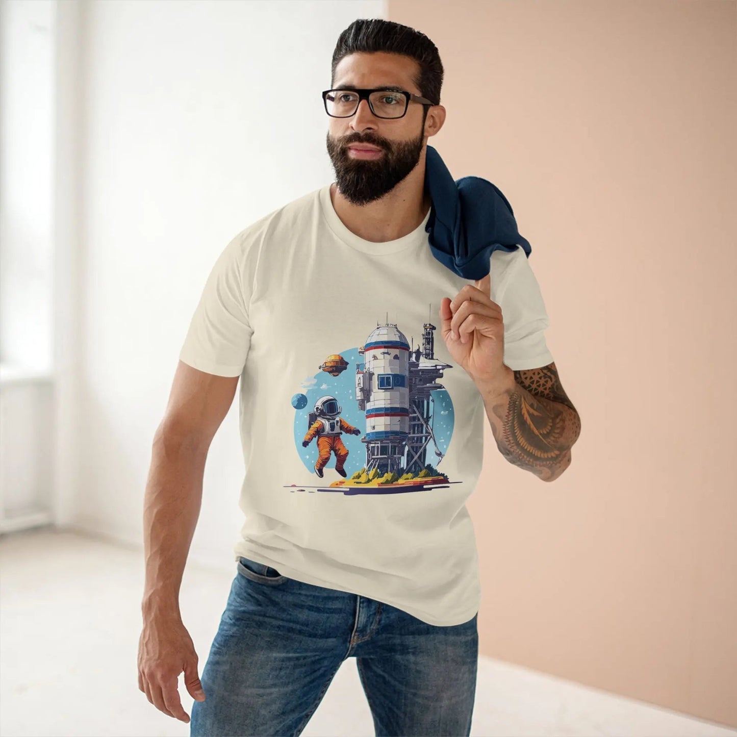 Cosmos Astronaut Shirt Unisex Premium Cotton Tee With Original Art Design From Retro2Nova