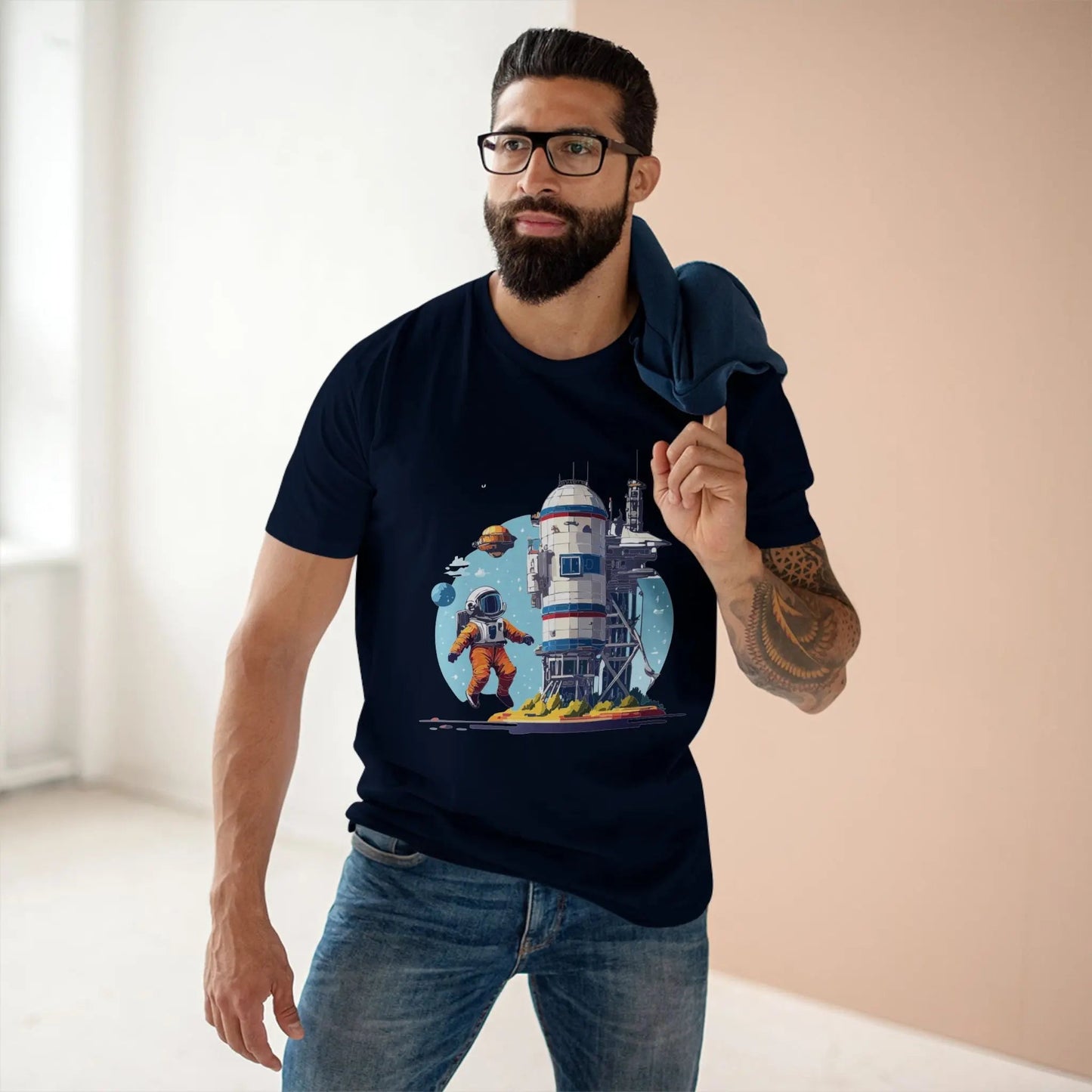 Cosmos Astronaut Shirt Unisex Premium Cotton Tee With Original Art Design From Retro2Nova
