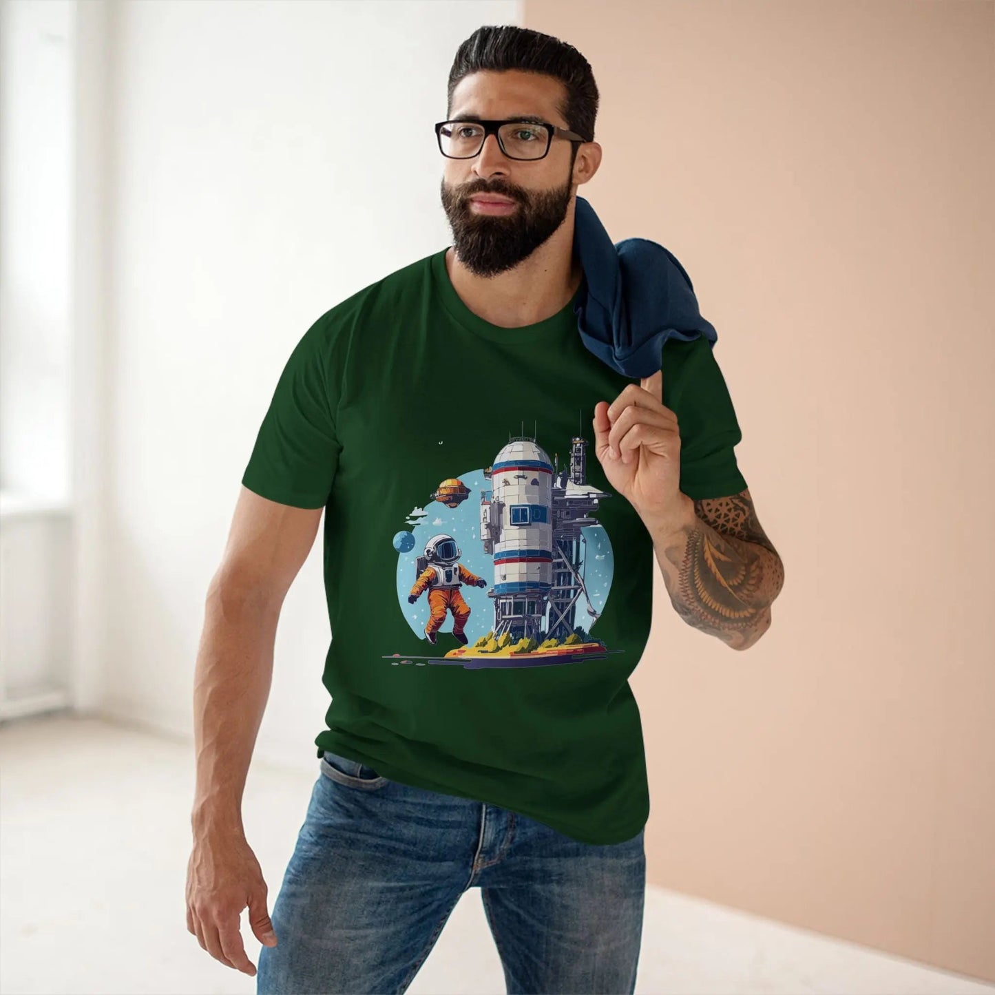 Cosmos Astronaut Shirt Unisex Premium Cotton Tee With Original Art Design From Retro2Nova