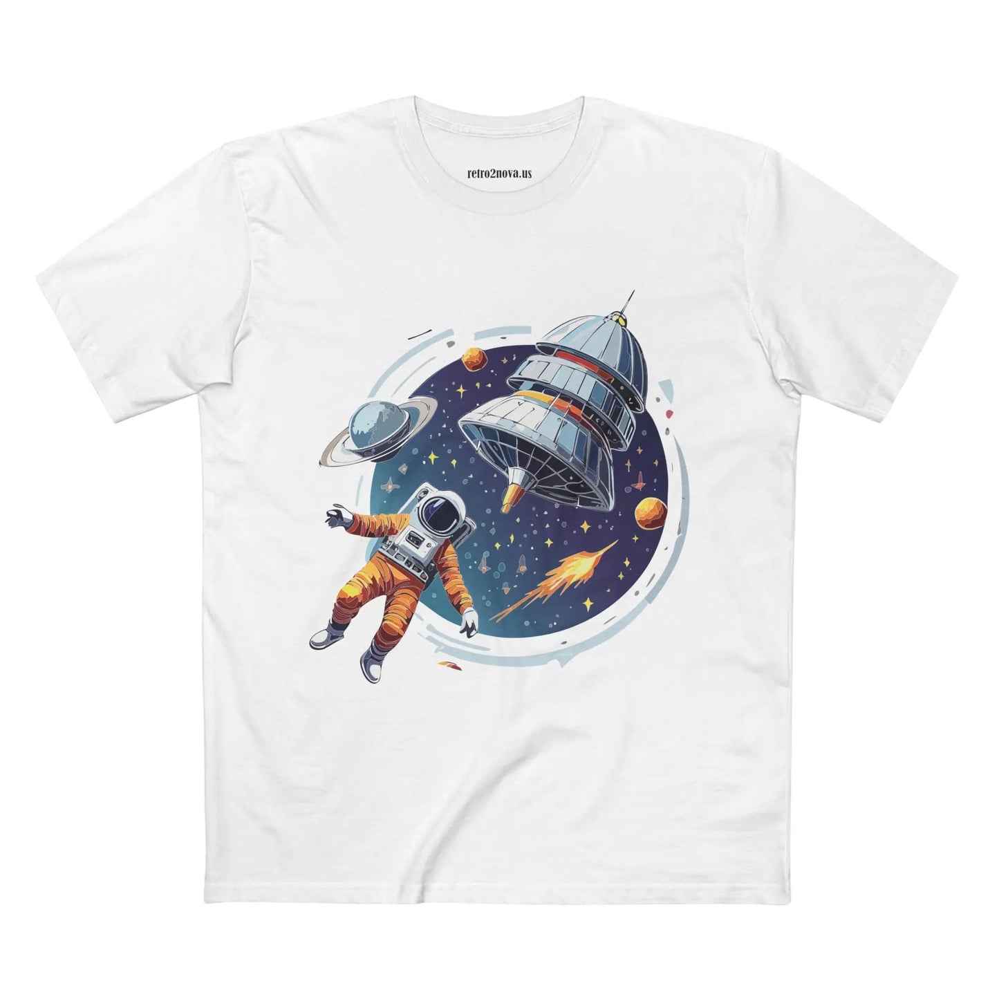 Cosmos Astronaut Shirt Unisex Premium Cotton Tee With Original Art Design Retro2Nova