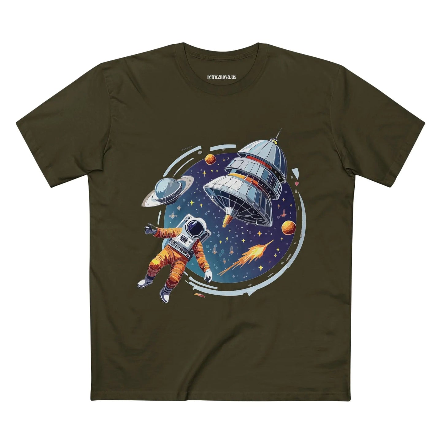 Cosmos Astronaut Shirt Unisex Premium Cotton Tee With Original Art Design Retro2Nova