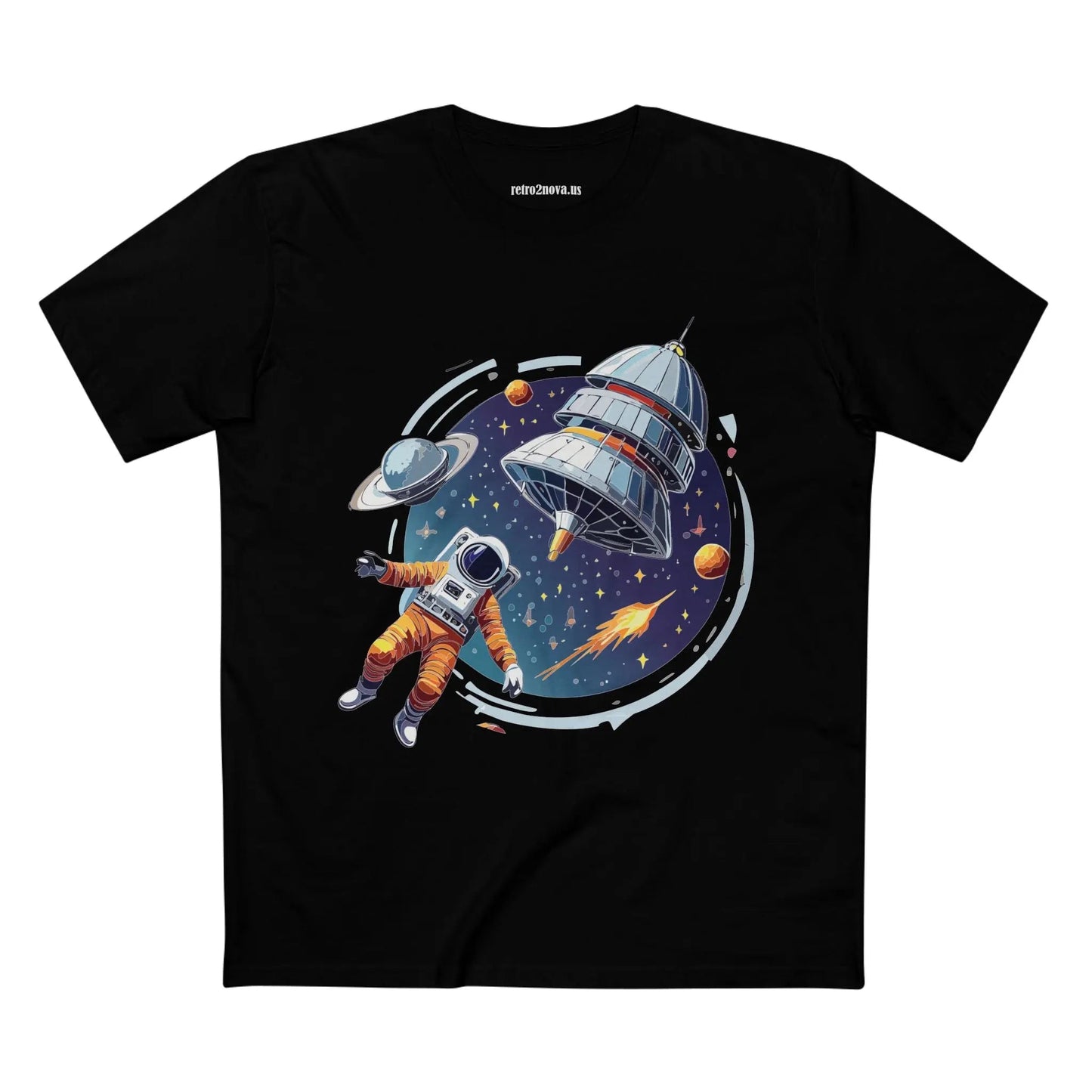 Cosmos Astronaut Shirt Unisex Premium Cotton Tee With Original Art Design Retro2Nova