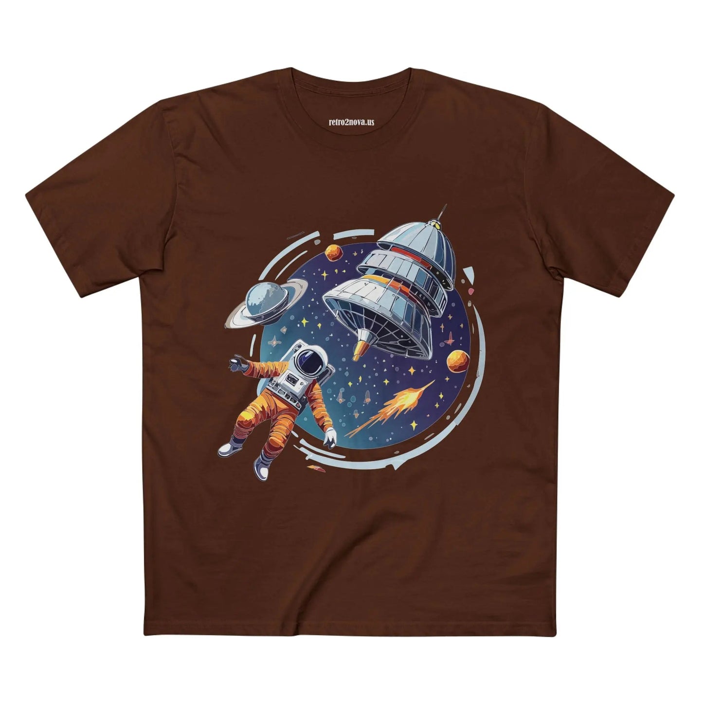 Cosmos Astronaut Shirt Unisex Premium Cotton Tee With Original Art Design Retro2Nova
