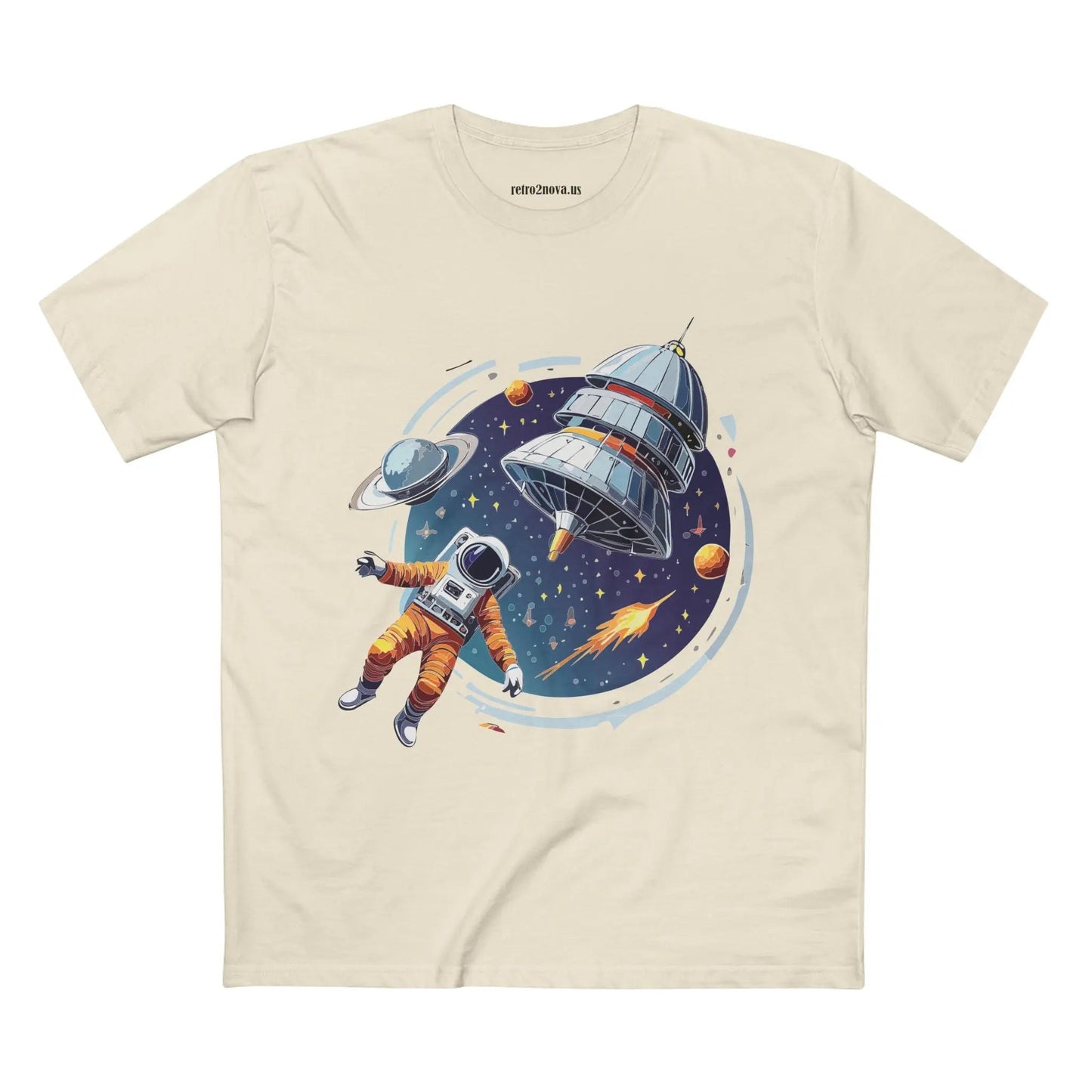 Cosmos Astronaut Shirt Unisex Premium Cotton Tee With Original Art Design Retro2Nova
