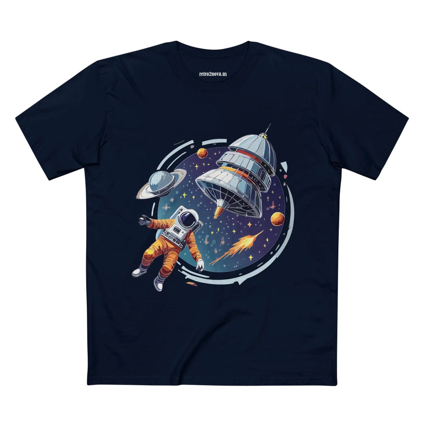 Cosmos Astronaut Shirt Unisex Premium Cotton Tee With Original Art Design Retro2Nova