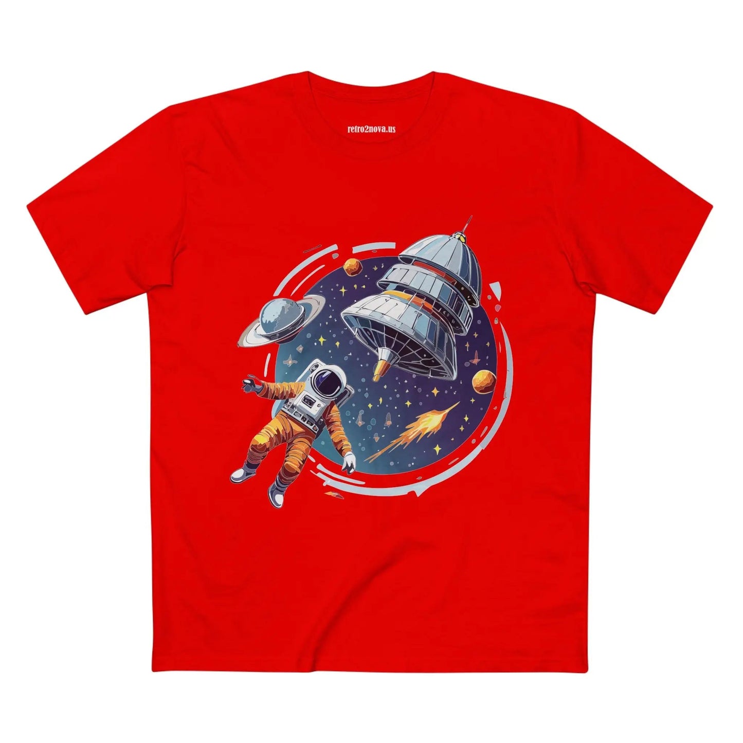 Cosmos Astronaut Shirt Unisex Premium Cotton Tee With Original Art Design Retro2Nova