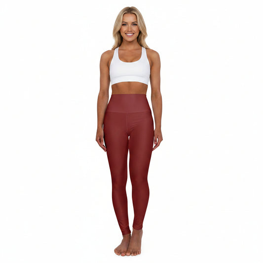 Crushed Berry Color High-Waist Yoga Leggings Women's Seamless Poly-Span Stretchy Pants XS-2XL