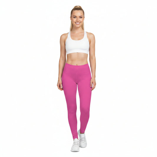 Deep Pink Color Women's Poly-Span Casual Leggings XS-2XL