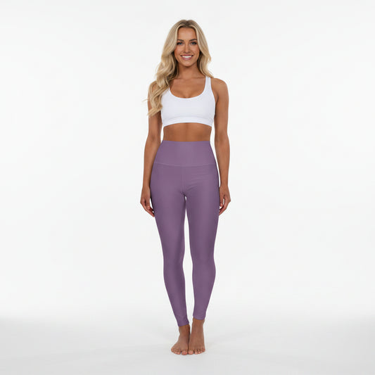 Dusty Lavender Color High-Waist Yoga Leggings Women's Seamless Poly-Span Stretchy Pants XS-2XL