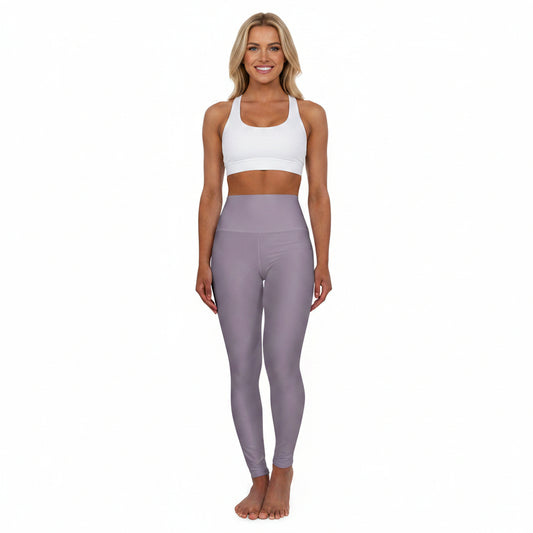 Dusty Purple Color High-Waist Yoga Leggings Women's Seamless Poly-Span Stretchy Pants XS-2XL