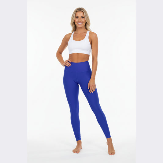 High-Waisted Electric Navy Yoga Leggings Women's Seamless Poly-Span Stretchy Solid Royal Blue Activewear Pants