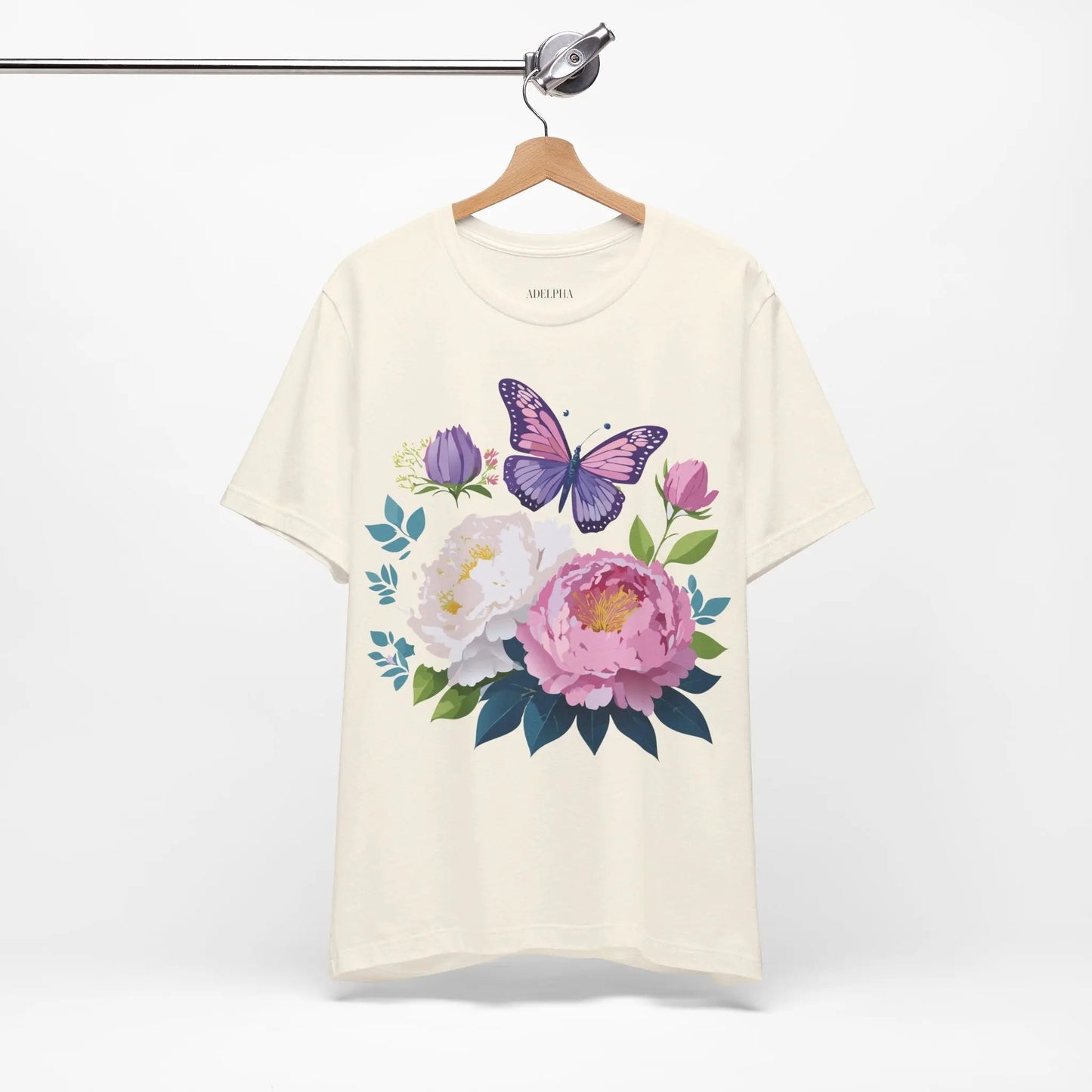 Floral Graphic T Shirt Unisex Vintage Inspired Adelpha Art Design Tee Short Sleeve