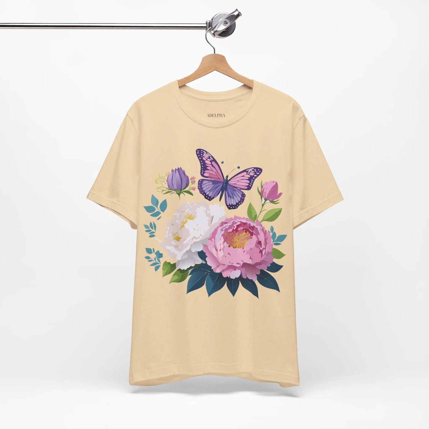 Floral Graphic T Shirt Unisex Vintage Inspired Adelpha Art Design Tee Short Sleeve