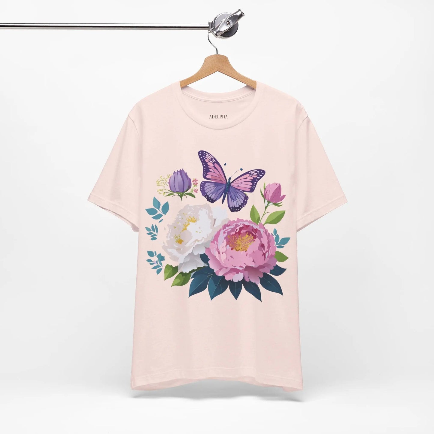Floral Graphic T Shirt Unisex Vintage Inspired Adelpha Art Design Tee Short Sleeve