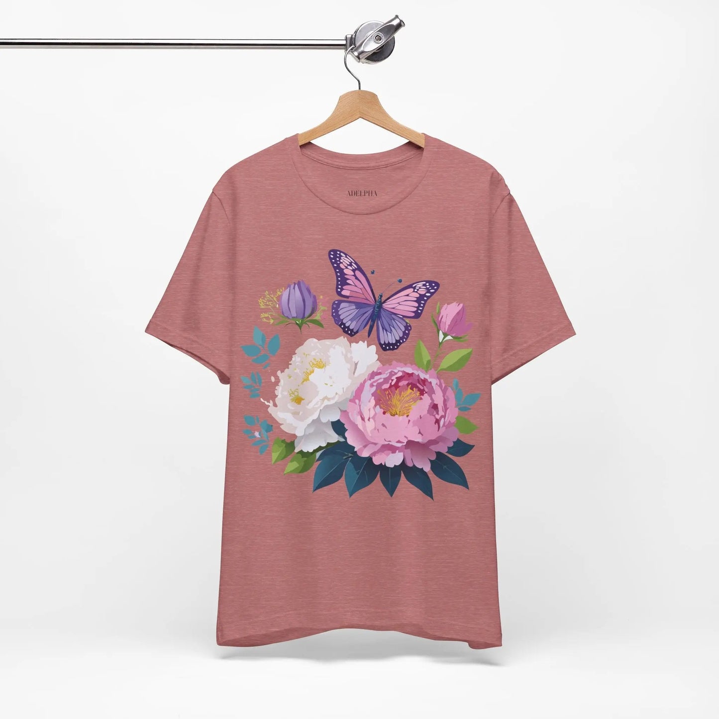 Floral Graphic T Shirt Unisex Vintage Inspired Adelpha Art Design Tee Short Sleeve