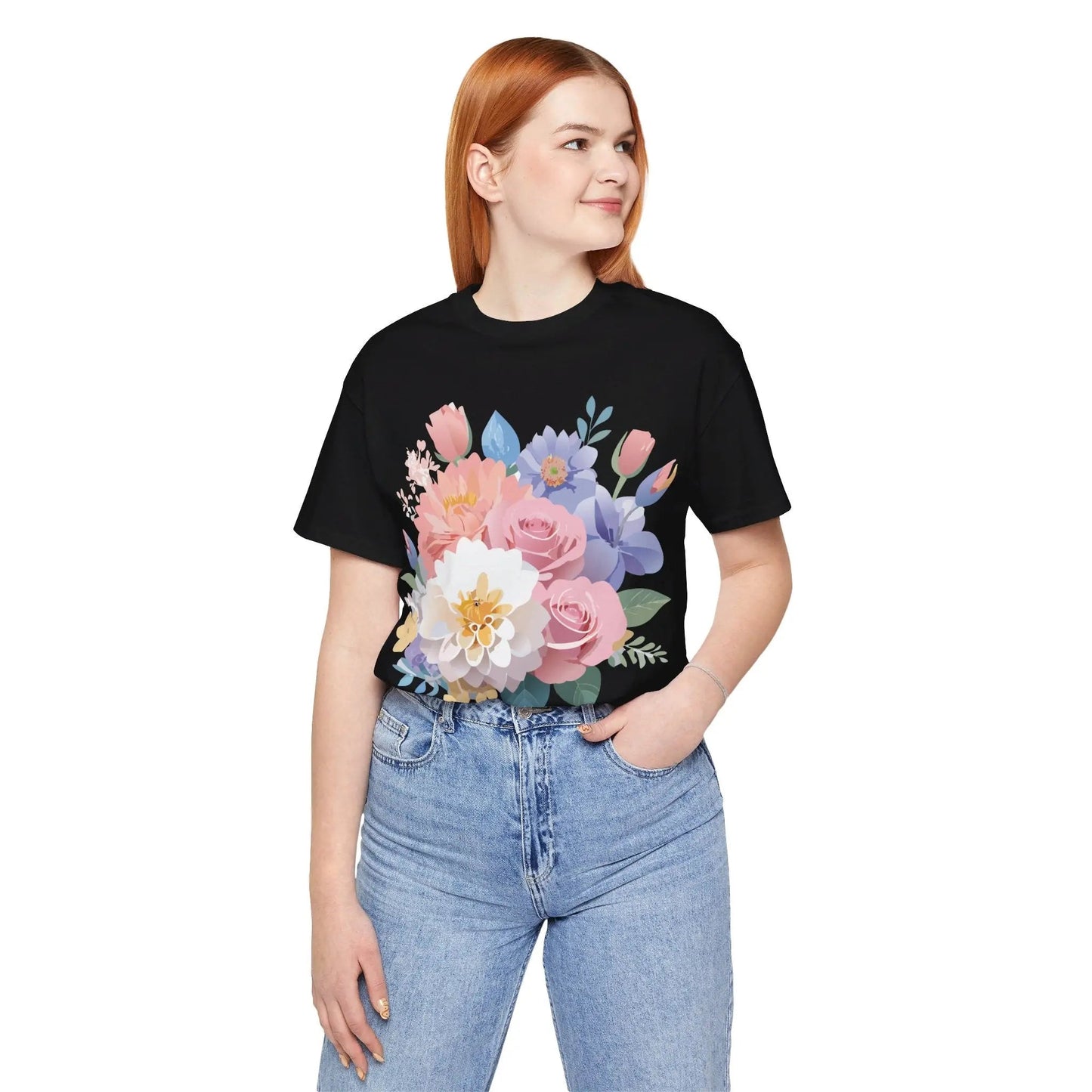 Floral Graphic T Shirt Unisex Short Sleeve Art Design Tee Adelpha Vintage Inspired
