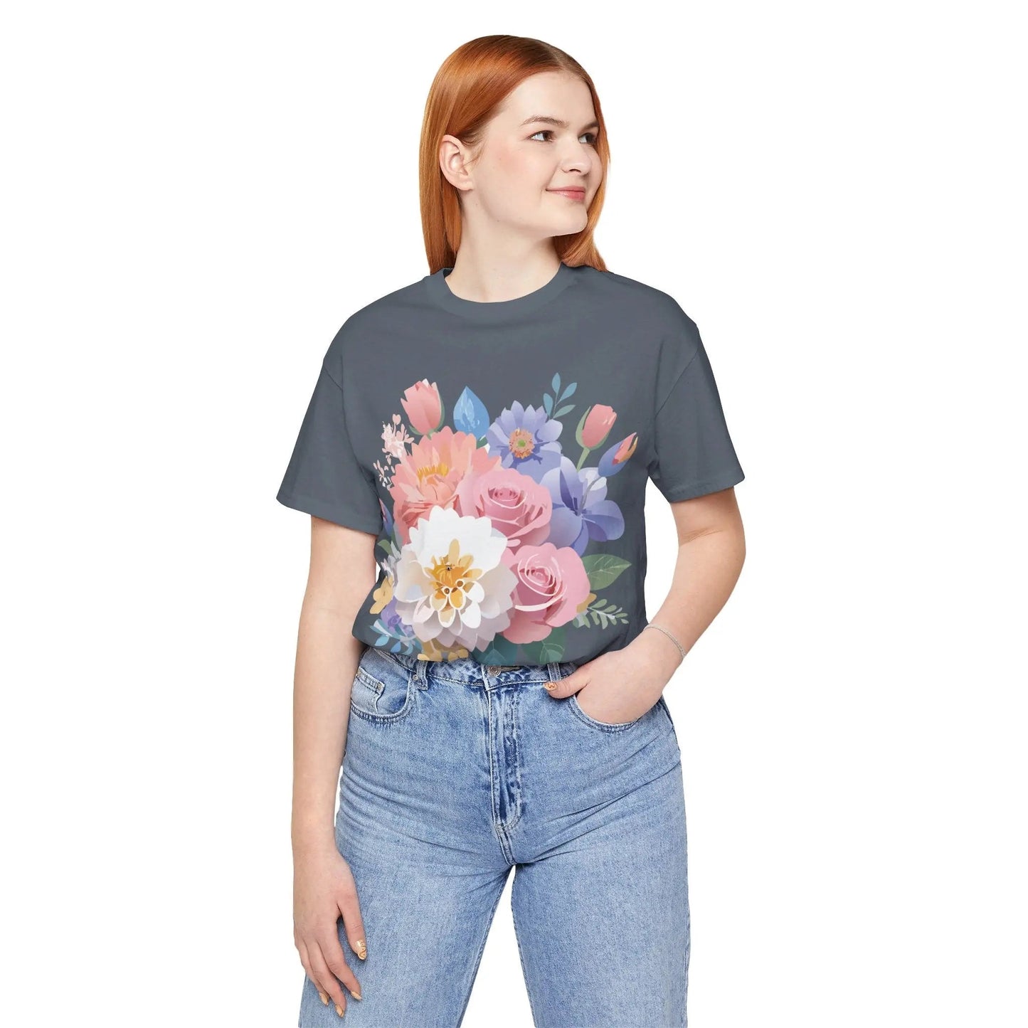 Floral Graphic T Shirt Unisex Short Sleeve Art Design Tee Adelpha Vintage Inspired