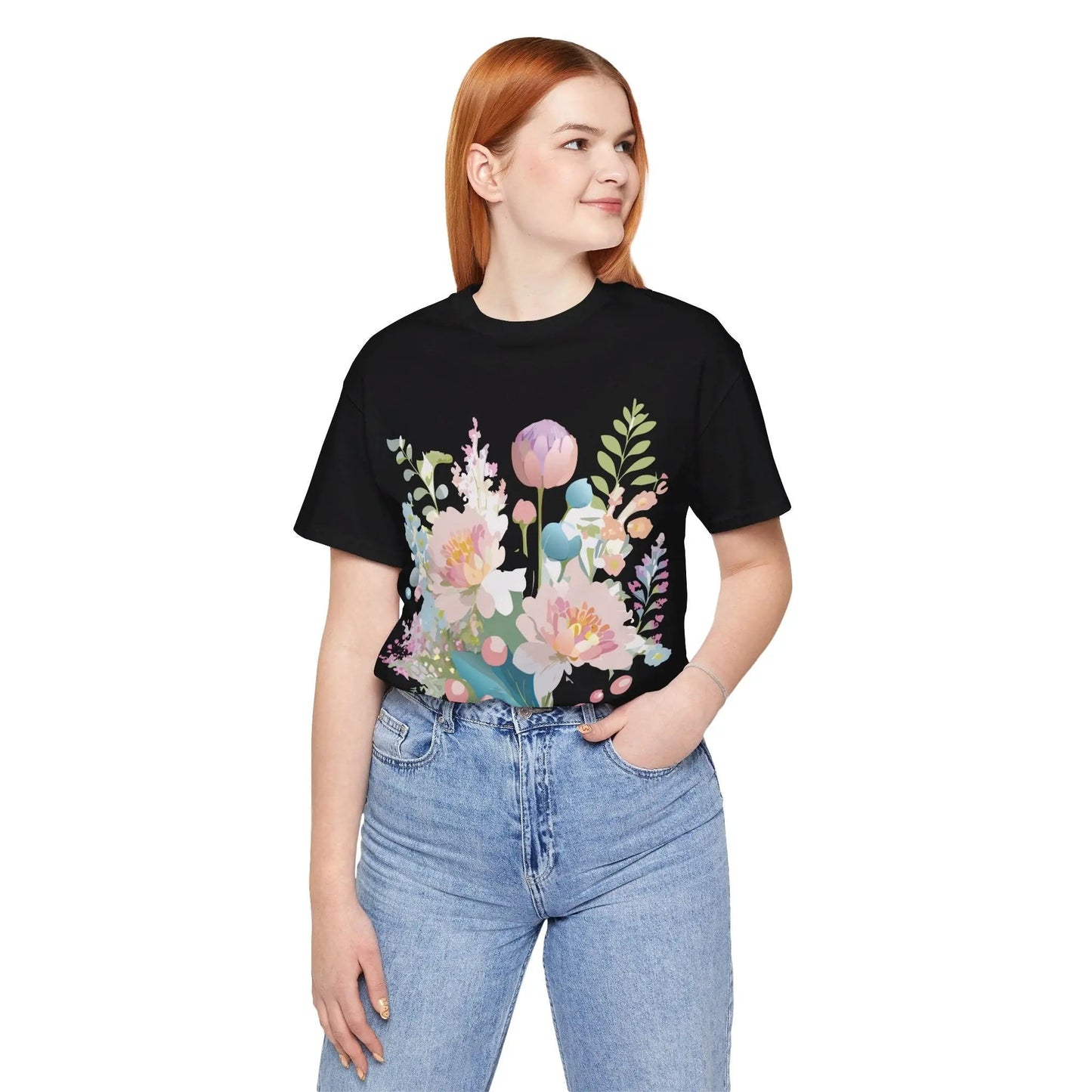 Floral Graphic T Shirt Unisex Jersey Short Sleeve Vintage Art Design From Adelpha