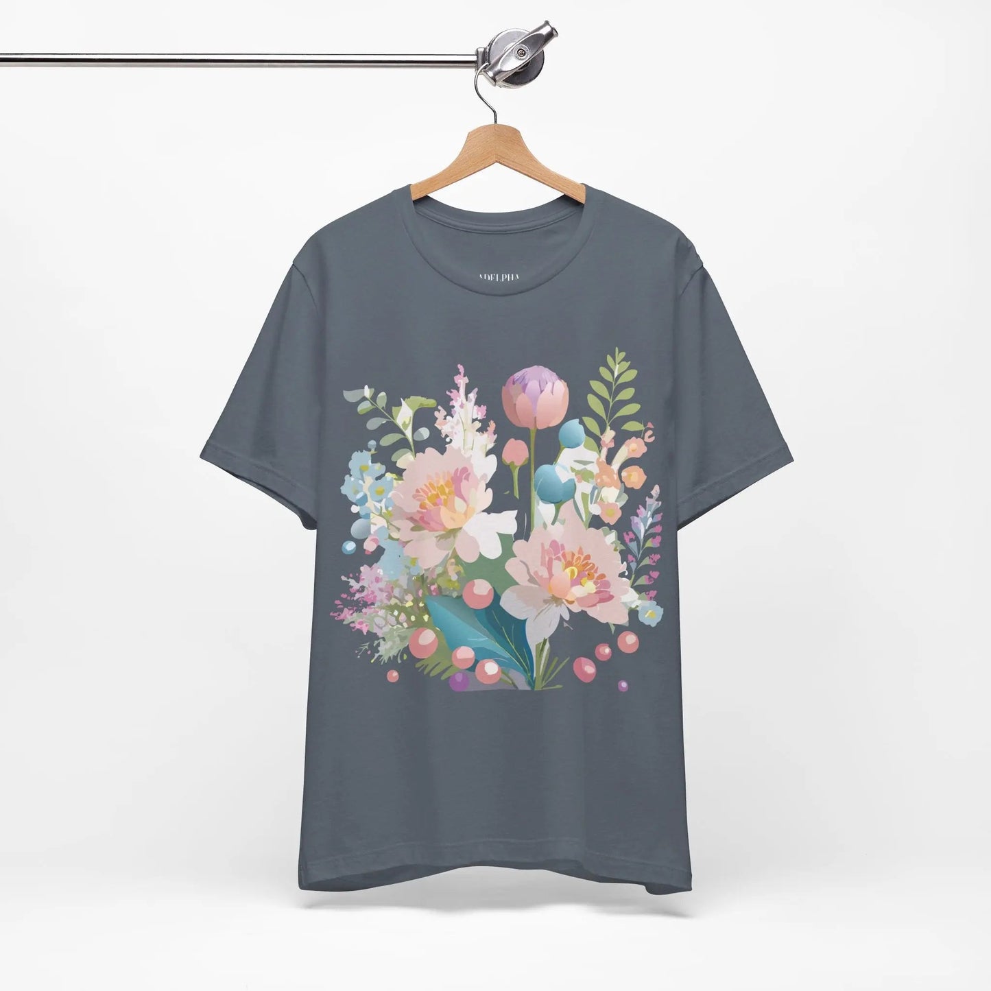 Floral Graphic T Shirt Unisex Jersey Short Sleeve Vintage Art Design From Adelpha