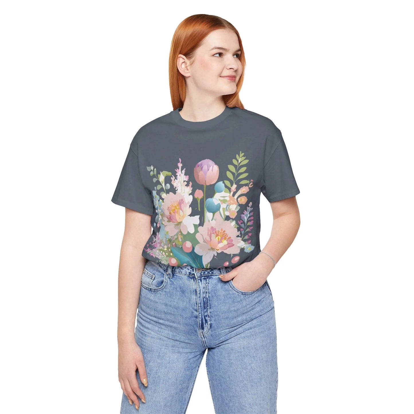 Floral Graphic T Shirt Unisex Jersey Short Sleeve Vintage Art Design From Adelpha