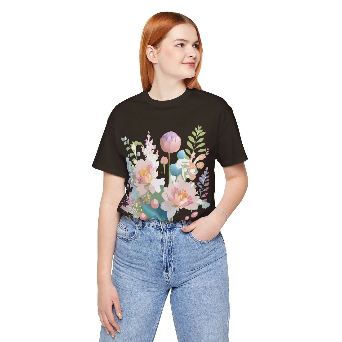 Floral Graphic T Shirt Unisex Jersey Short Sleeve Vintage Art Design From Adelpha