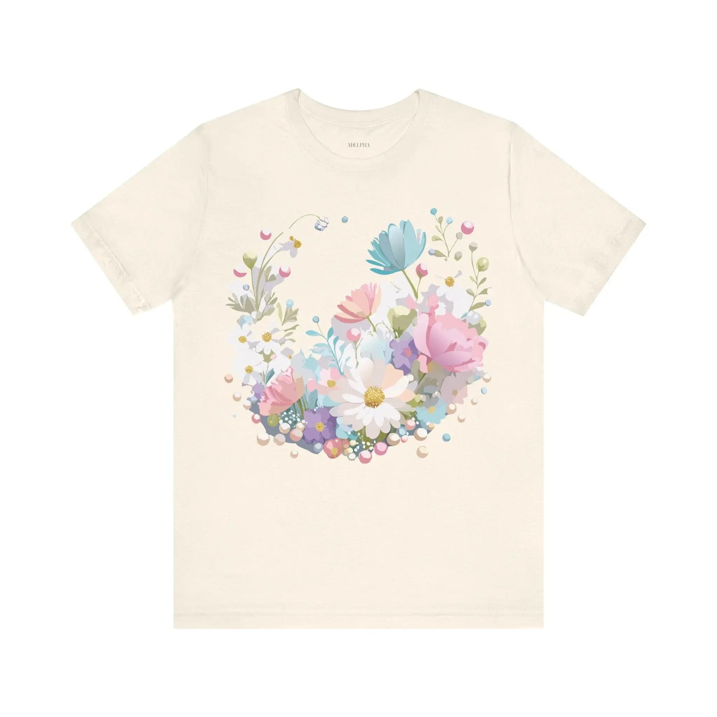 Unisex Graphic Tee With Vintage Inspired Floral Artwork From Adelpha Jersey Short Sleeve