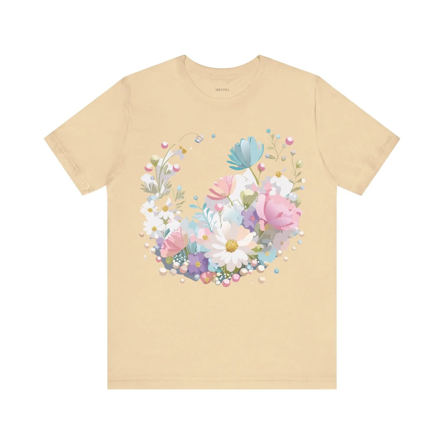 Unisex Graphic Tee With Vintage Inspired Floral Artwork From Adelpha Jersey Short Sleeve