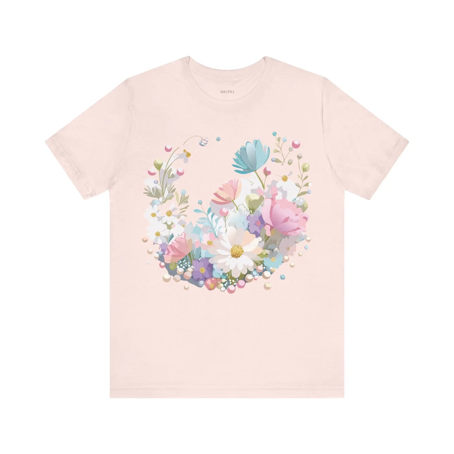 Unisex Graphic Tee With Vintage Inspired Floral Artwork From Adelpha Jersey Short Sleeve