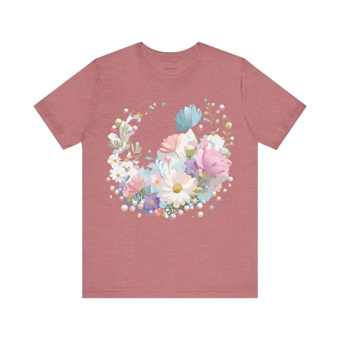 Unisex Graphic Tee With Vintage Inspired Floral Artwork From Adelpha Jersey Short Sleeve
