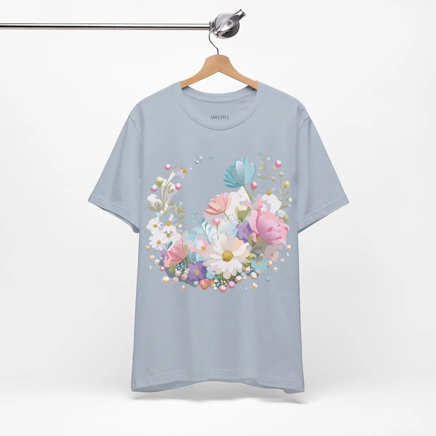 Unisex Graphic Tee With Vintage Inspired Floral Artwork From Adelpha Jersey Short Sleeve