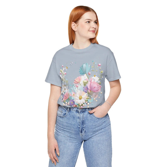 Floral Graphic Unisex 100 Cotton Vintage Artwork Short Sleeve Jersey 1